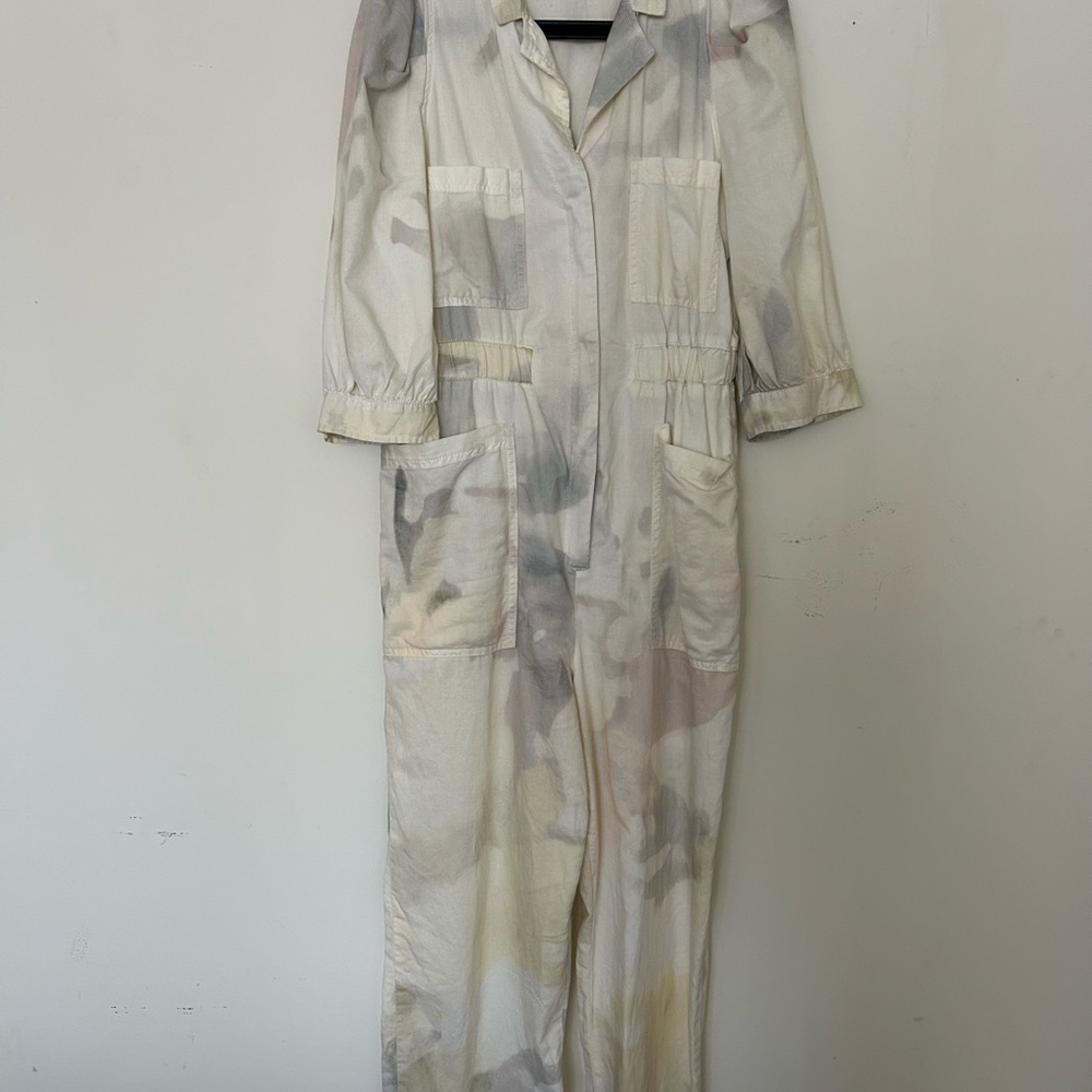 Stylish Women's Cream Tie-Die Jumpsuit
